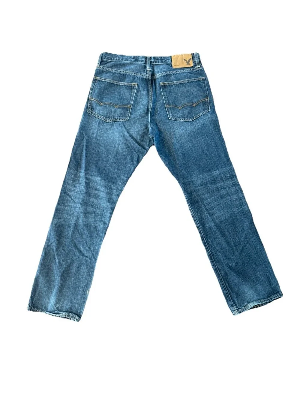 American Eagle Men’s Jeans 30x32 Relaxed Straight Fit Blue Distressed Wash